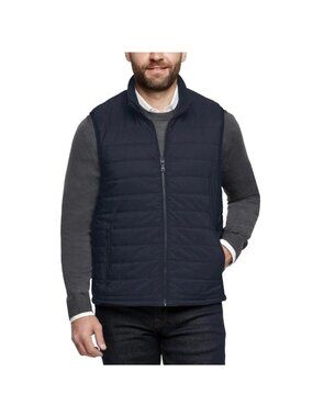 Banana Republic Men's M Quilted Navy Blue Puffer Vest Full Zip Polyester N1449